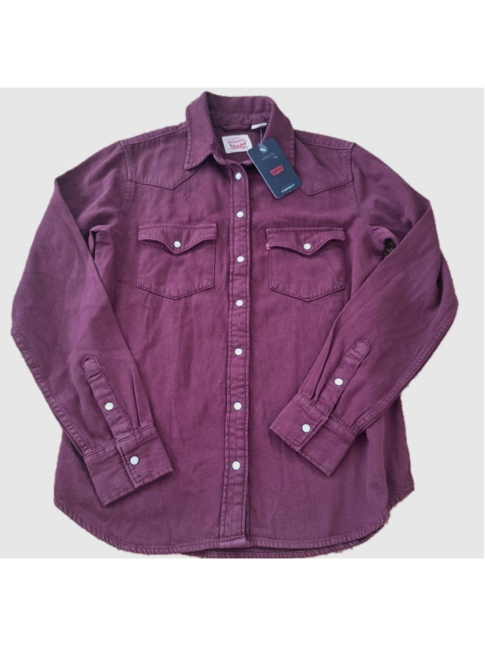 NWT Levi's Womens XS Long Sleeve Cowgirl Western Button Down Shirt Windsor Wine